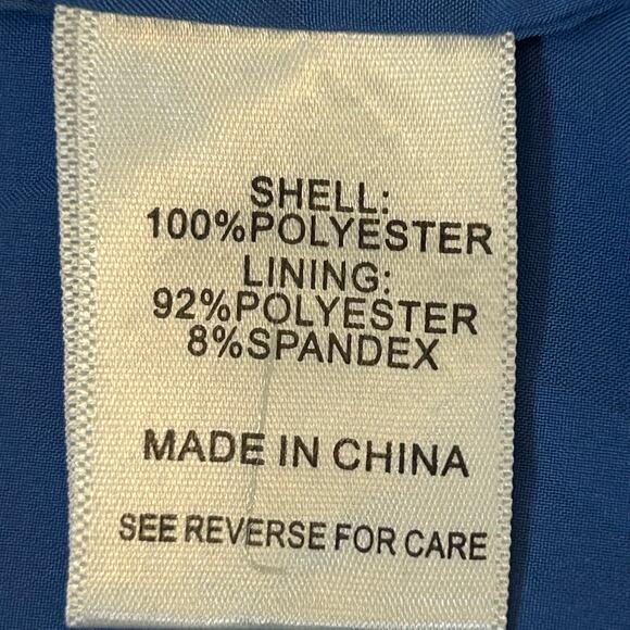 Lucy Paris  Blue Wrap Mini Dress SzM Long Sleeve Ruched Draped Elegant Cocktail - Picture 9 of 9